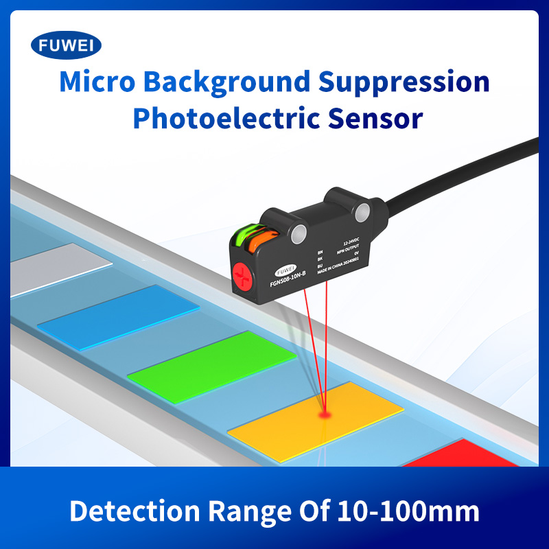 Optical Sensors Adjustable Detection Distance 10-100mm with Background Suppression Photoelectric Sensor